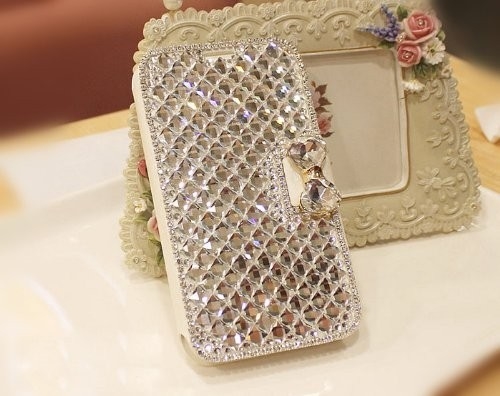 Van de Diamantbowknot van luxebling Gevallen van de het Leer de Mobiele Telefoon voor Samsung-Melkweg S2