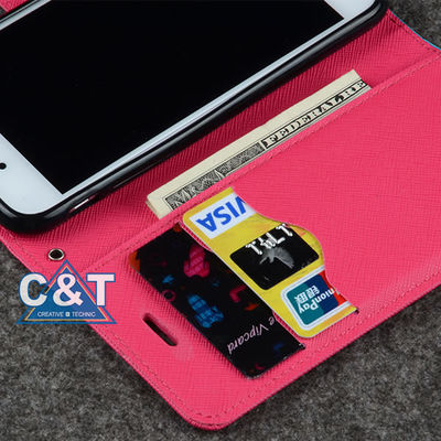 Slank Leer Iphone 6 plus Beschermend Geval, de Houder van de het BoekCreditcard van de Portefeuilletribune
