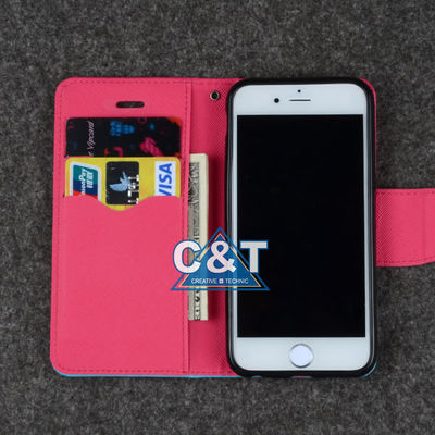 Slank Leer Iphone 6 plus Beschermend Geval, de Houder van de het BoekCreditcard van de Portefeuilletribune