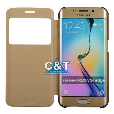 De unieke van het de Tik Schokbestendige Pu Leer van het Meningsvenster Beschermende Dekking, de Randgevallen van Samsung S6